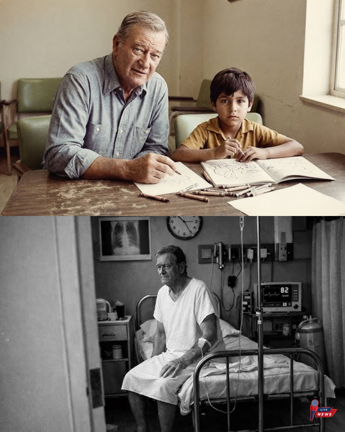 John Wayne Saw an 8-Year-Old Drawing Alone in a Hospital—What He Did Next, No Star Would Do Today