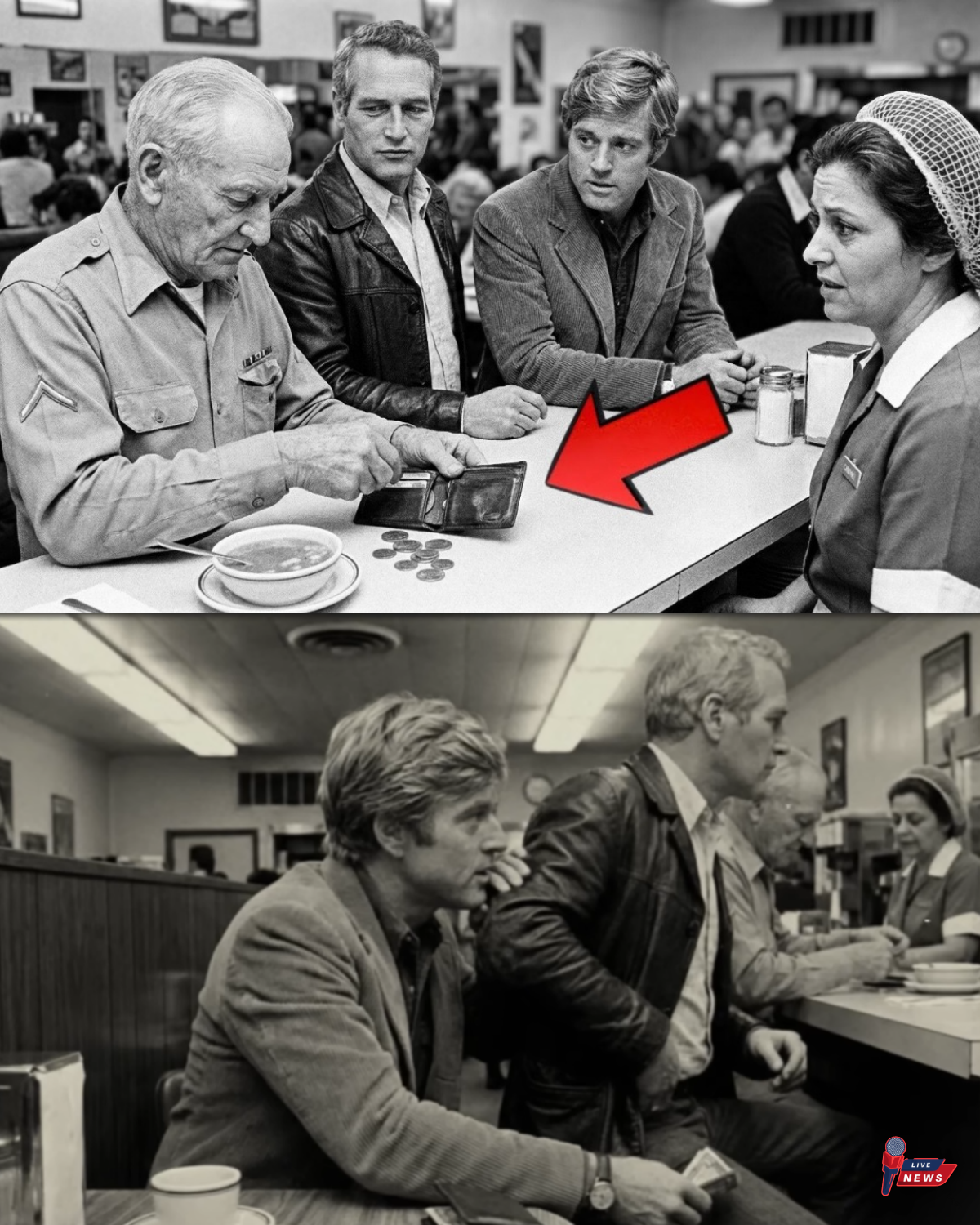 USA Hero counted coins for SOUP — what Newman and Redford did next STUNNED the entire diner